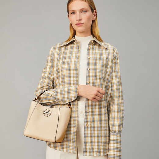 
TORY BURCH new tb women's bag Tang Li Baiqi women's handbag bucket bag McGraw series fashion trend one-shoulder crossbody bag birthday gift for girlfriend cheese white trumpet 74956 724