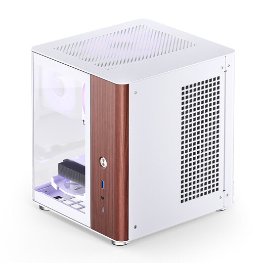 JONSBO TK-0 white hyperboloid sea view room ITX chassis (aluminum alloy shell/SFX power supply position/walnut wood veneer/division structure/vertical and horizontal placement/Type-c)