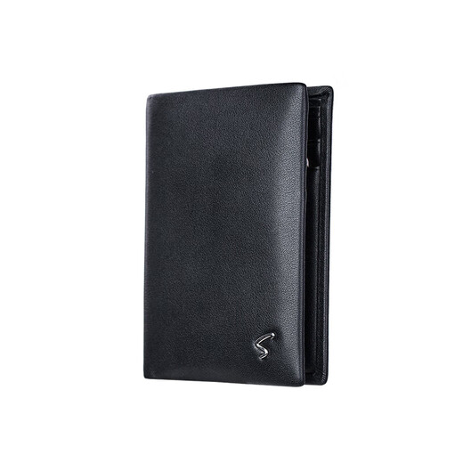 SaTCHI men's short wallet business casual cowhide vertical wallet gift box birthday gift men