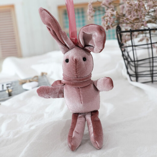 Schoolbag hanging chain women's clothing dead rabbit key chain female cute internet celebrity Korean version student schoolbag hanging bag hanging decoration couple small gift brown [pretending to be dead rabbit]
