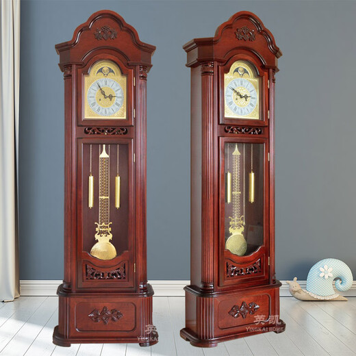 
Yunhao European style villa luxury vertical clock living room Chinese retro seat clock solid wood mechanical clock retro floor pendulum clock 9922
