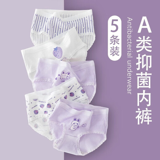 NICKYBABY儿童内裤女不夹屁股女大童三角裤小女孩平角短裤抑菌透气四角裤 11153红格女孩 4条 140
