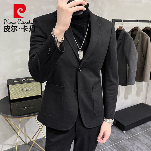 Pierre Cardin woolen casual small suit jacket spring and autumn Korean style single suit top business men's high-end handsome men's suit khaki color L recommended 110-130Jin Jin equals 0.5 kg