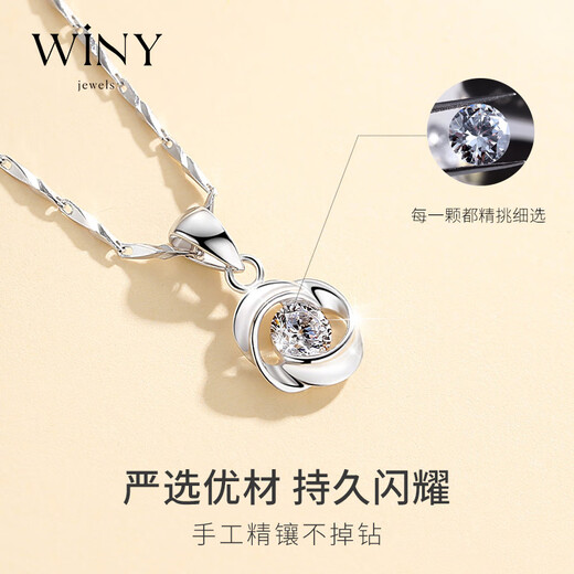 The only (Winy) necklace for women, 999 pure silver Möbius pendant, birthday gift for girlfriend, anniversary, wife, light luxury niche, Möbius ring necklace - with gift box, certificate