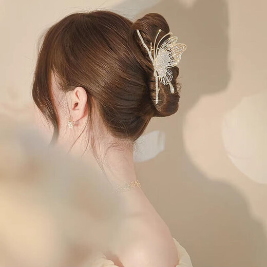 Gunai high-end hairpins for the back of the head 2025 new hairpins, headwear, headbands, women's high-end light luxury hairbands, rubber bands, small grabbers, romantic butterfly hair accessories gift box