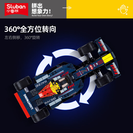 小鲁班快乐小鲁班遥控坦克积木儿童拼装汽车模型 遥控F1赛车带充电M38-B1023