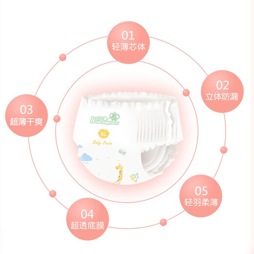 巴巴象萌芯纸尿裤官方医护级新生男女宝宝透气干爽空调婴儿拉拉裤尿不湿 5箱15包390，尺码可混搭可分批发