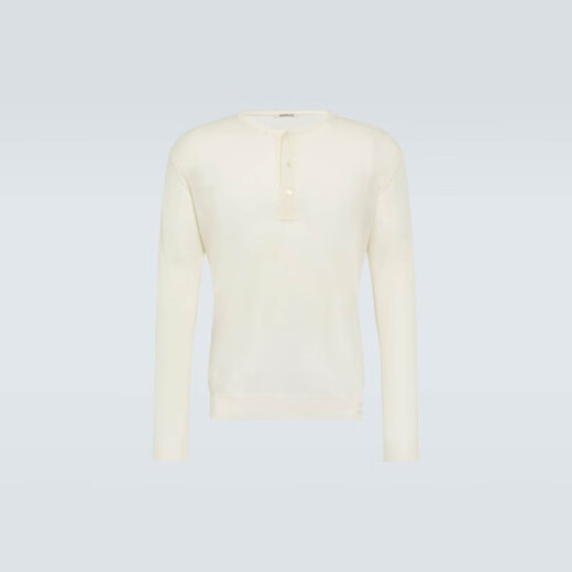 Auralee Men's Wool & Silk Henley P00894906 White M M