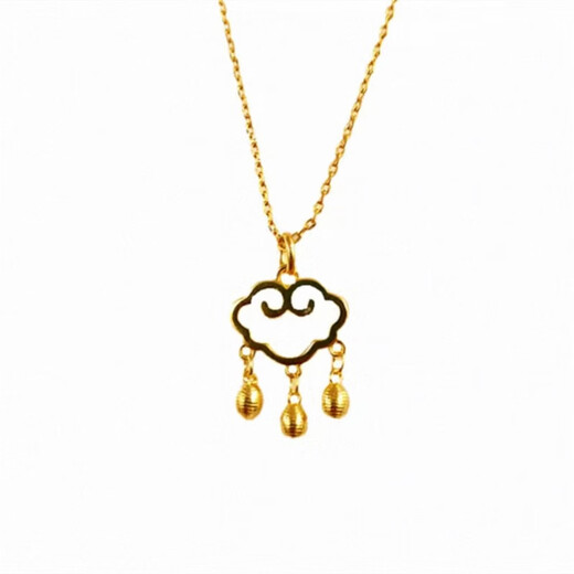 GOR Fat Donglai's same style Xiangyun pendant 18K gold lock necklace women's silver plated yellow l gold plated bell safety lock tassel Ruyi Xiangyun lock/necklace-XL-764