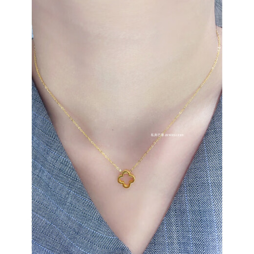 Chishe 18K gold lucky four-leaf clover necklace for women gold sterling silver hollow flower clavicle chain simple gift trendy new style