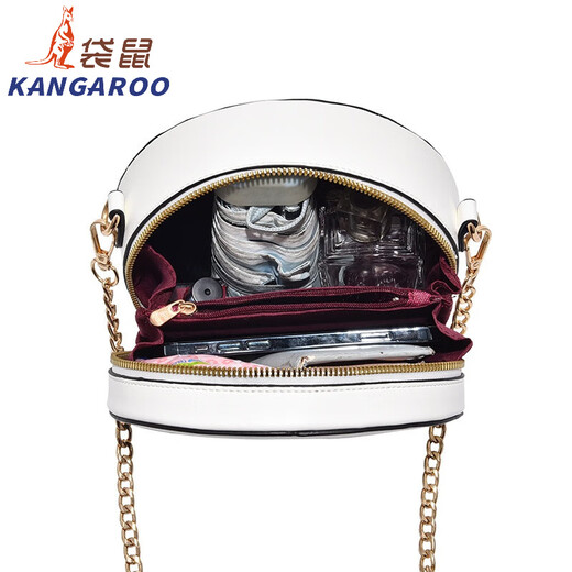 Kangaroo (KANGAROO) this year's popular small bag 2025 trendy summer fashion round women's bag chain bag versatile one-shoulder crossbody bag beige white
