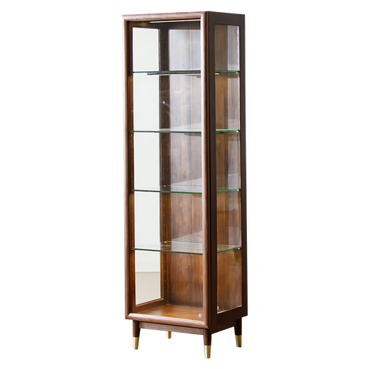 Fu Sen all solid wood display cabinet North American black walnut wine cabinet glass door storage cabinet living room home bookcase TV side cabinet all North American black walnut + (light strip) 50*40*170
