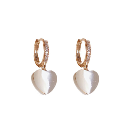 Puslin 2024 new clear cat's eye stone love earrings for women in summer, light luxury, high-end, versatile and sweet earrings for best friends, micro-embellished cat's eye stone earrings