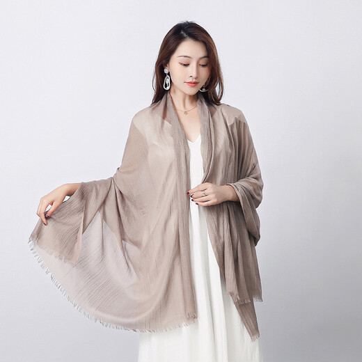 御帆时尚纱巾围巾纯色棉麻围巾女文艺防晒大披肩百搭丝巾小围脖沙滩巾 黑色 95*195 cm