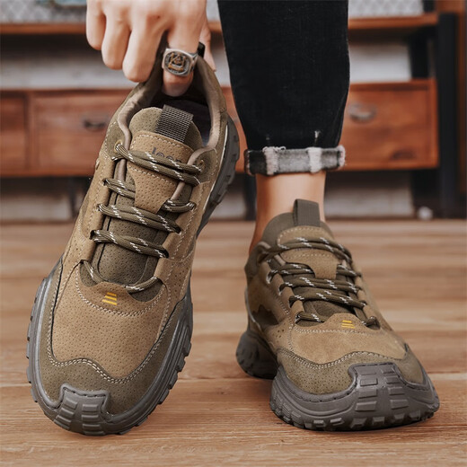Chaussures de protection du travail de Changxiang Huili Huili 2023 Nouveau chronométrage de construction automne travaillant et travaillent des chaussures pour hommes antidérapantes et résistantes à l'usure sportives douces sports et chaussures à la mode décontractées Green 42 Code sportif standard