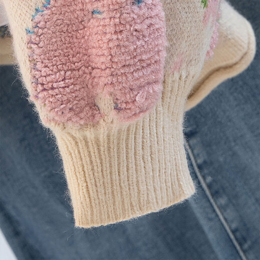 Sibaishe contrast color sweater 2025 autumn new women's single-breasted sweet round neck long-sleeved top