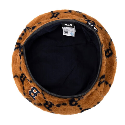 MLB beret men's and women's imitation lamb velvet presbyopia LOGO casual warm hat spring 3ACBMF126-43BGD Boston/dark beige S