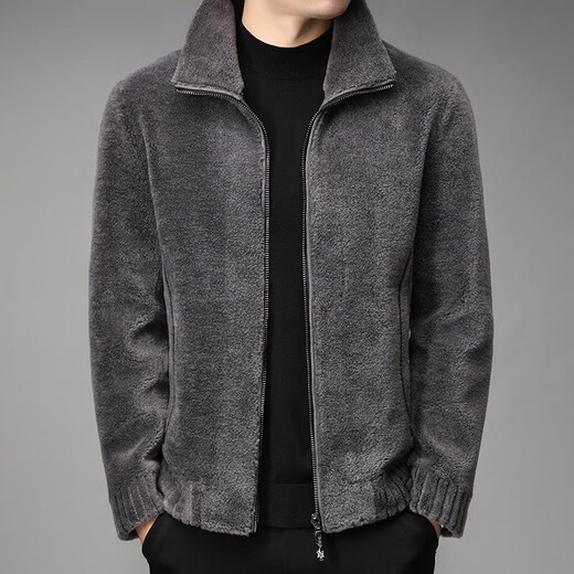 NOSSKISS light luxury brand woolen jacket men's winter lapel solid color trendy fur all-in-one pure wool business jacket military green L 175 (suitable for 135-150 Jin Jin equals 0.5 kg)
