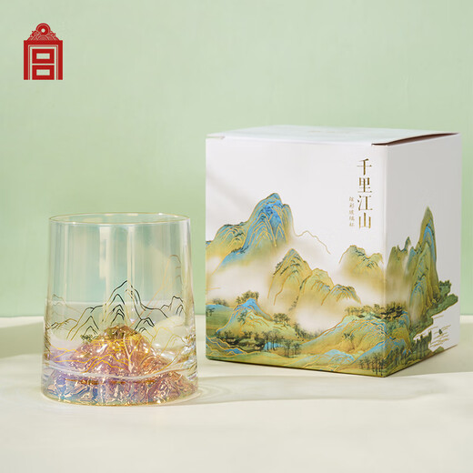 Forbidden City Culture Thousand Miles of Land Colorful Glass Tea Cup Wine Glass Cup for Boyfriend’s Birthday Gift Forbidden City Cultural and Creative Gifts Gift Box 230ml