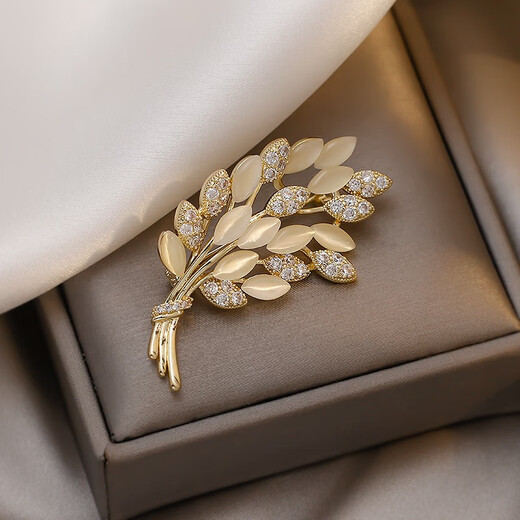 Ji Shizhe brand wheat ear light luxury high-end brooch women's high-end freshwater pearl corsage brooch birthday Valentine's Day gift wheat ear brooch exquisite gift box