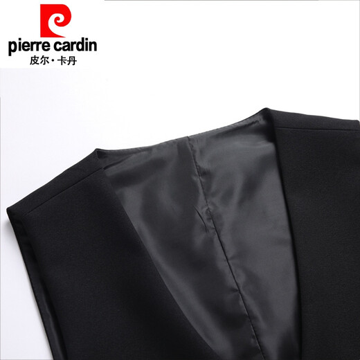 皮尔卡丹 春秋款马甲男薄款潮流背心发型师工作服西装马夹伴郎服针织 黑色 2XL