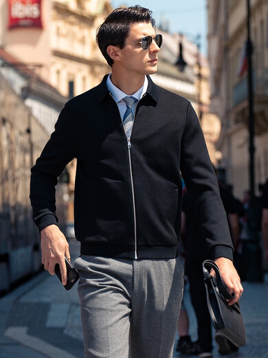 Mr. Lave Lapel Lool Wool Chaqueta para hombres Sweater de cárdigan de bolsillo de bolsillo de bolsillo de doble cara BT12131 Azul de gris oscuro (165) Tamaño individual