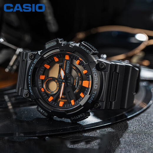 CASIO Volkswagen Pointer Series Digital Dual Display World Time Sports and Leisure Men's Watch AEQ-110W-1A2VDF