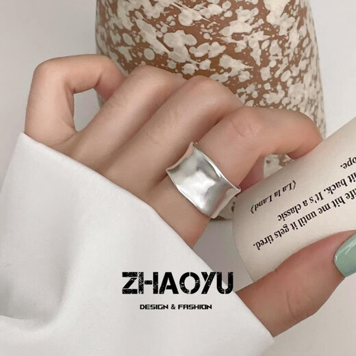 Chaoyu fashionable wide-brimmed geometric line winding ring for women with personality and creative temperament 925 silver plated open ring index finger ring wide-brimmed ring 1 piece