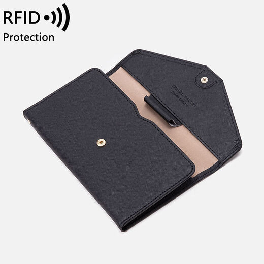 OQBego Passport Clip Anti-Diebstahl-Bürsten RFID Multifunktionsluft-Ticket-Zertifikattasche für Männer und Frauen, die im Ausland Passpassbeutel reisen, große Anzahl von Schwarz
