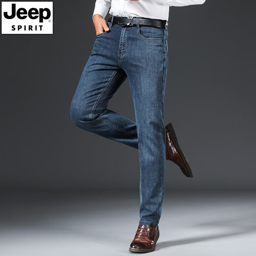 JEEP SPIRIT Jeep Jeep Men's Spring and Autumn Thick Style 2024 New All-match Loose Straight Large Size Middle-aged Trousers Blue-679 Thick Style 34 2ft 7 Waist Circle