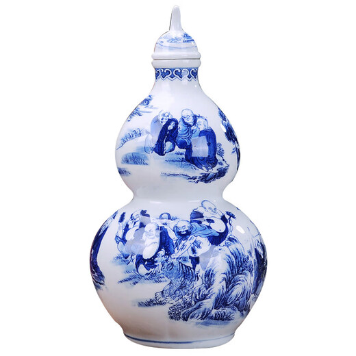 2Jin Jin is equal to 0.5kg 3Jin Jin is equal to 0.5kg 5Jin Jin is equal to 0.5kg Wine bottle blue and white character gourd ceramic Jingdezhen homemade medicinal wine wine jar wine jar piggy bank wine pot 3Jin Jin is equal to 0.5kg