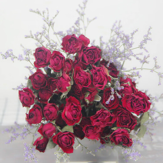 Love Yunnan Natural Rose Dried Flower Bouquet Living Room Decoration Lucky Rose Dried Flower Real Flower Decorative Ornaments Air-dried and Roasted Colored Rose Bubbles Randomly About 30 Heads