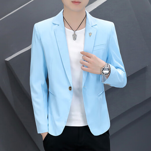 啄木鸟 2022西装男士休闲韩版修身单上衣青年帅气小西装西服外套潮百搭 633黑色 XL