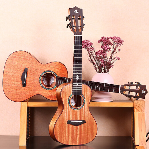 Ajima AJIMA Full Single Mahogany Ukulele Small Guitar Beginners Male Student Adult Female Uklili A3 23-inch Log Color A3 Full Single Matte