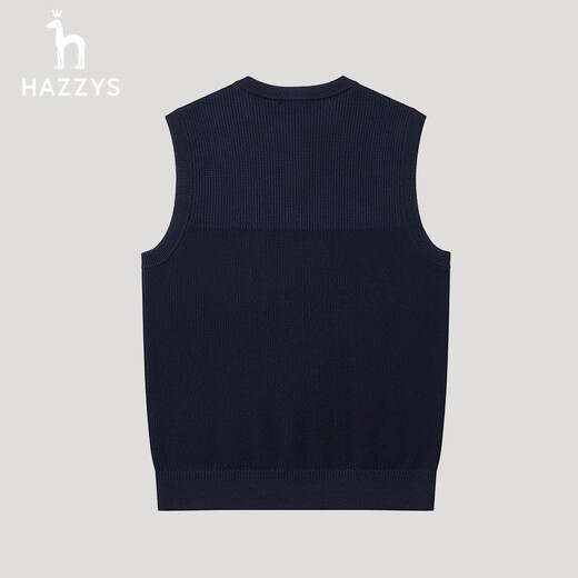 HAZZYS Men's Autumn Men's Sweater Versatile Vest Bottoming Wool Vest Men ABYZD0ACX48 Navy Blue NV M (170/92A 46)