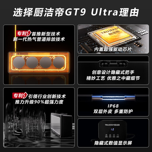 Kitchen Cleaner (Germany) ultrasonic dishwasher GT9 is suitable for families of 1-7 people, cavitation bubble washing, sterilization, pesticide residue removal, seafood, fruit and vegetable dishwashing without bending, three-in-one installation-free, Peak Cleaning Master GT9 UItra supreme flagship model, exclusive innovative patented technology - first 9th generation