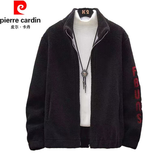 Pierre Cardin Fashionable Men's Jacket 2025 Autumn and Winter New Jacket Thick Warm Shearling Jacket Fur-in-Wool Gray 2XL Recommended 140-155Jin Jin equals 0.5 kg