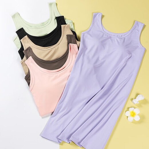 Camiseta de suspensor modal para mujeres pijamas de verano con almohadilla de cofre con falda de longitud media de longitud media sin mangas fresca y delgada ropa para el hogar 11978 m 80-100Jin [Jin equivale a 0.5 kg]