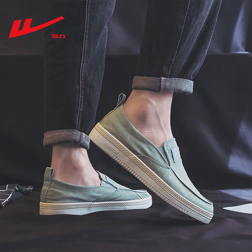 Krieger Herrenschuhe Leinwand Schuhe Frühling und Sommer Neue Stil einbeinige faule Schuhe atmungsaktive Sportschuhe Alte Peking-Stoffschuhe Männer Grün 42