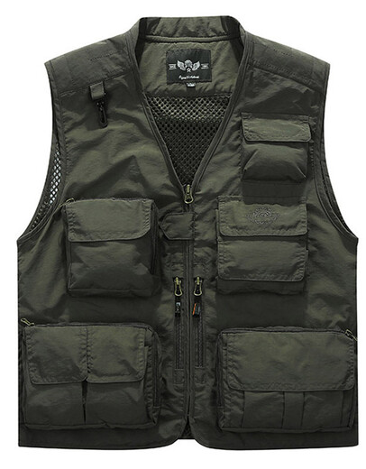 JP Spring-, Sommer- und Herbst-Dünn-Herren-Weste Multi-Pocket-Schnellrocknen Bergsteigerfotografie Jacke 9898 Military Green 3xl (geeignet für 170jin [Jin ist 0,5 kg] -185jin [Jin gleich 0,5 kg]))