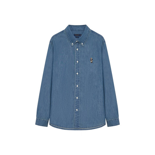 Teenie Weenie小熊男女同款休闲衬衫2025春季新款时尚水洗牛仔衬衣 蓝色 M