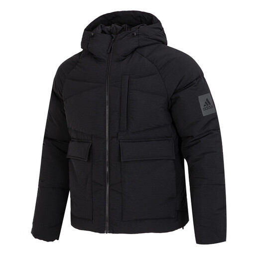 Adidas Herrenkleidung, neue winddichte und warme Sportbekleidung, modische Kapuze -Down -Jacke, Jacke, HN9930 L