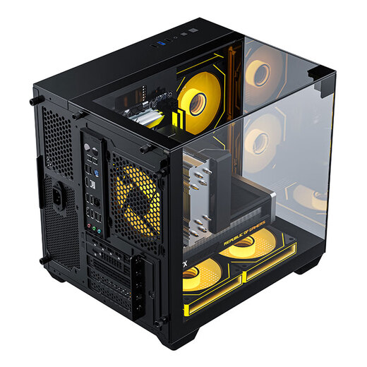 AOC星海CG389黑色 游戏电脑主机海景房机箱 三面玻璃/无立柱/支持MATX/5风扇位/3D立体全景/左右分仓