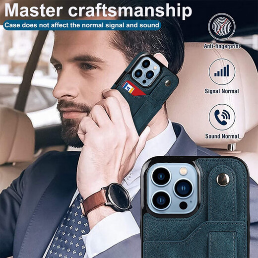 MOTO -Aufgabe für Apple 15/16 Mobiltelefonhülle iPhone14pro Max Schutzhülle Wallet Card Armband Stand Business MEN Apple 16plus Personalisierte kreative Back Case [Classic Black] iPhone15