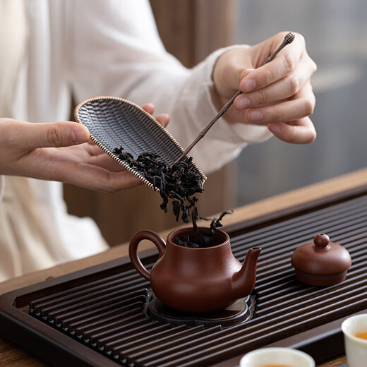 Yuan Tao Kiln Tea Tea Ceremony Accessories Tea Lotus Creative Braided Tea Spoon Tea Paddle Tea Spoon Alloy Kung Fu Tea Set Tea Ceremony Accessories Tea Appreciation Dustpan Tea Spoon - Gold