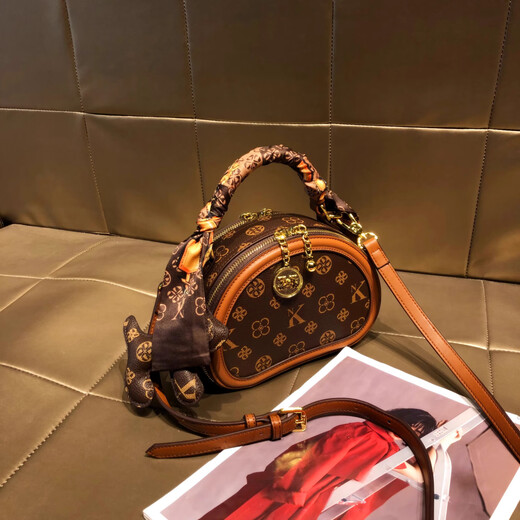 ESDS Hong Kong Marke Echtes Leder-Frauenbeutel leichte Luxus 2025 Neue, vielseitige Mini-Frauen-Handheld Small Round Bag Single-Shoulder Crossbody Bag NK/Farbblock (Theken Geschenkbox Set)