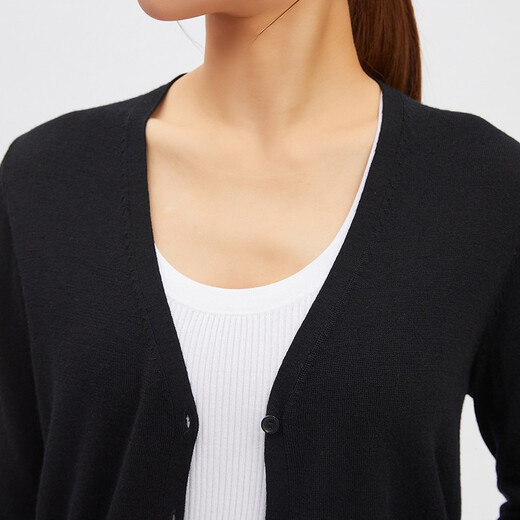 Respiración profunda respiración profunda para mujer lavable lana pura cárdigan a400298 negro s (tamaño 2)