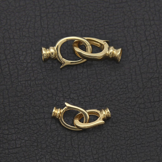 Yuanzu Beloline 18K gold buckle fist buckle/double ring buckle DIY connecting buckle pearl necklace bracelet universal jewelry buckle 18K yellow small size (one)