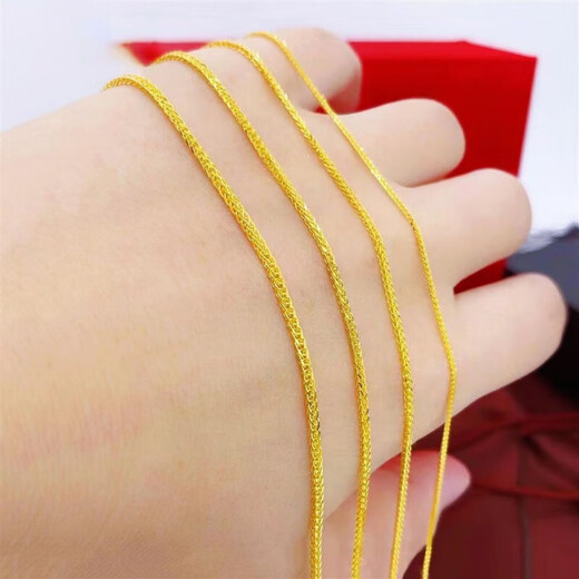 Yulong Gold Store model 999 gold-wrapped silver water wave necklace women's personalized round bead chain clavicle chain gold bag silver does not fall off Chopin chain water wave chain 45 cm about 5 grams