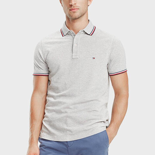 Tommy Hilfiger Tommy Men's Clothing New European and American Colord Colord Casual Slim Men's Short à manches courtes 673/670/691 Pink L (environ 90 kg)